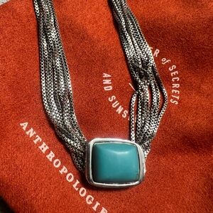 Anthropologie Silver and Blue Multi-Strand Necklace